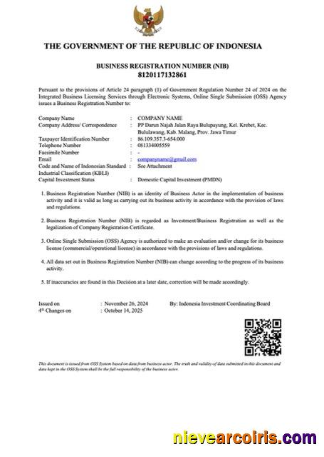 Indonesia business registration number